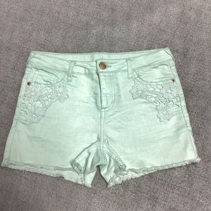 Cherokee Mint Green Jean Shorts with Front Pockets Appliqués * Girls XL